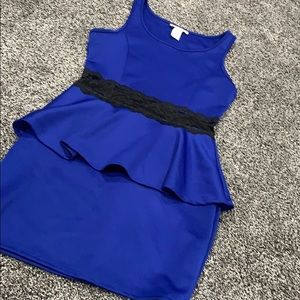 Royal blue peplum dress with lace